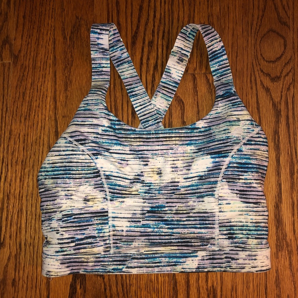 Lululemon Crop Top Built In Sports Bra Blue Teal 4